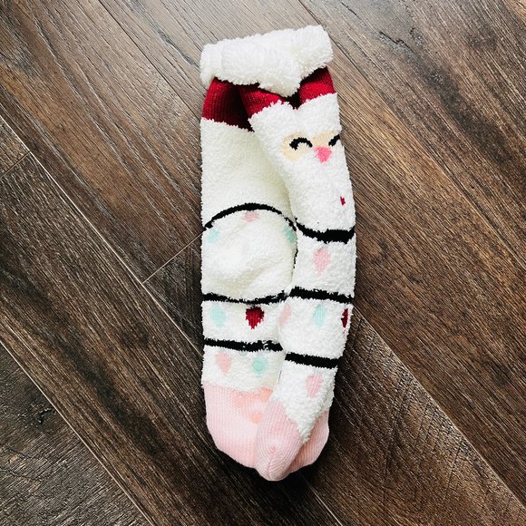 Women's Fuzzy Babba Slipper Socks - Santa Print - Picture 3 of 5